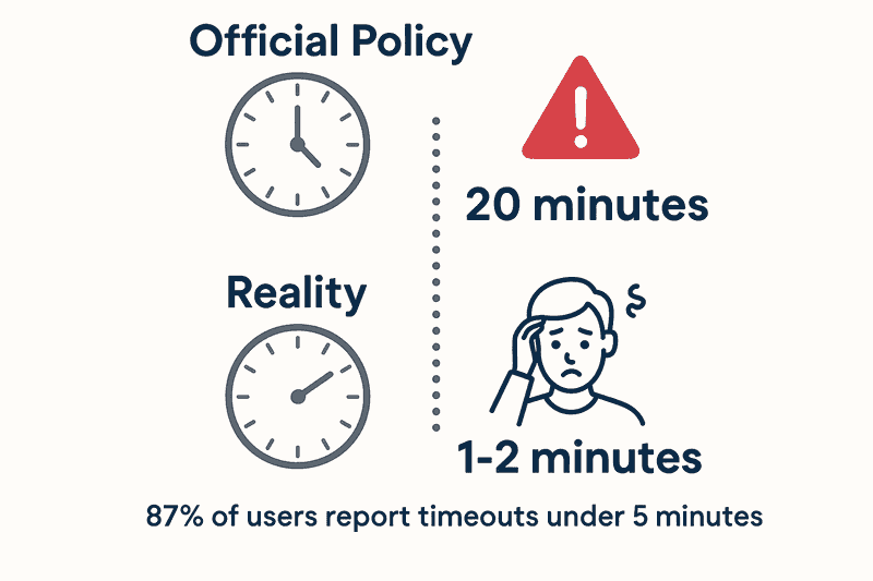 The massive gap between official timeout policy and actual user experience has left thousands of visa applicants frustrated since 2023.